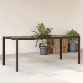 Garden table glass surface PE rattan brown 190x90x75cm by vidaXL, Garden tables - Ref: Foro24-365593, Price: 172,43 €, Discou...