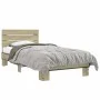 Estructura cama madera ingeniería metal roble Sonoma 75x190 cm de vidaXL, Camas y somieres - Ref: Foro24-845748, Precio: 64,6...