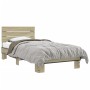 Estructura cama madera ingeniería metal roble Sonoma 75x190 cm de vidaXL, Camas y somieres - Ref: Foro24-845748, Precio: 65,2...