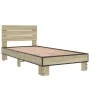 Estructura cama madera ingeniería metal roble Sonoma 75x190 cm de vidaXL, Camas y somieres - Ref: Foro24-845748, Precio: 64,6...