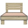 Estructura cama madera ingeniería metal roble Sonoma 75x190 cm de vidaXL, Camas y somieres - Ref: Foro24-845748, Precio: 65,19 €