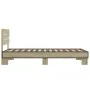 Estructura cama madera ingeniería metal roble Sonoma 75x190 cm de vidaXL, Camas y somieres - Ref: Foro24-845748, Precio: 64,6...