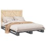 Bed frame with gray pine wood headboard 160x200 cm by vidaXL, Beds and slatted bases - Ref: Foro24-3281583, Price: 238,10 €, ...
