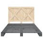 Bed frame with gray pine wood headboard 160x200 cm by vidaXL, Beds and slatted bases - Ref: Foro24-3281583, Price: 238,10 €, ...