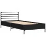 Engineered wood and black metal bed frame 90x200 cm by vidaXL, Beds and slatted bases - Ref: Foro24-845582, Price: 93,58 €, D...