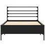 Engineered wood and black metal bed frame 90x200 cm by vidaXL, Beds and slatted bases - Ref: Foro24-845582, Price: 93,58 €, D...