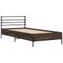 Oak brown metal engineered wood bed frame 90x190 cm by vidaXL, Beds and slatted bases - Ref: Foro24-845631, Price: 69,48 €, D...
