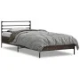 Oak brown metal engineered wood bed frame 90x190 cm by vidaXL, Beds and slatted bases - Ref: Foro24-845631, Price: 69,48 €, D...