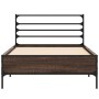 Estructura cama madera ingeniería metal marrón roble 90x190 cm de vidaXL, Camas y somieres - Ref: Foro24-845631, Precio: 70,0...