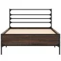 Oak brown metal engineered wood bed frame 90x190 cm by vidaXL, Beds and slatted bases - Ref: Foro24-845631, Price: 69,48 €, D...