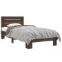 Estructura cama madera ingeniería metal marrón roble 100x200 cm de vidaXL, Camas y somieres - Ref: Foro24-845741, Precio: 97,...