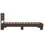 Bettgestell aus Holzwerkstoff, Eiche, braunes Metall, 100 x 200 cm von vidaXL, Betten und Lattenroste - Ref: Foro24-845741, P...