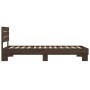 Bettgestell aus Holzwerkstoff, Eiche, braunes Metall, 100 x 200 cm von vidaXL, Betten und Lattenroste - Ref: Foro24-845741, P...