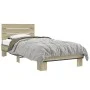 Estructura cama madera ingeniería metal roble Sonoma 90x200 cm de vidaXL, Camas y somieres - Ref: Foro24-845743, Precio: 92,1...