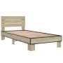 Estructura cama madera ingeniería metal roble Sonoma 90x200 cm de vidaXL, Camas y somieres - Ref: Foro24-845743, Precio: 92,1...