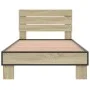 Estructura cama madera ingeniería metal roble Sonoma 90x200 cm de vidaXL, Camas y somieres - Ref: Foro24-845743, Precio: 92,1...