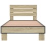 Estructura cama madera ingeniería metal roble Sonoma 90x200 cm de vidaXL, Camas y somieres - Ref: Foro24-845743, Precio: 93,2...