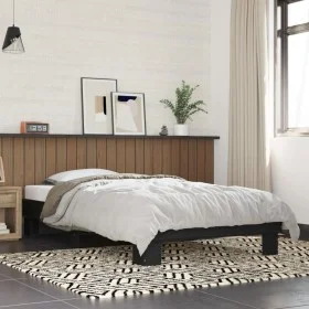 Engineered wood and black metal bed frame 90x200 cm by vidaXL, Beds and slatted bases - Ref: Foro24-845872, Price: 68,29 €, D...