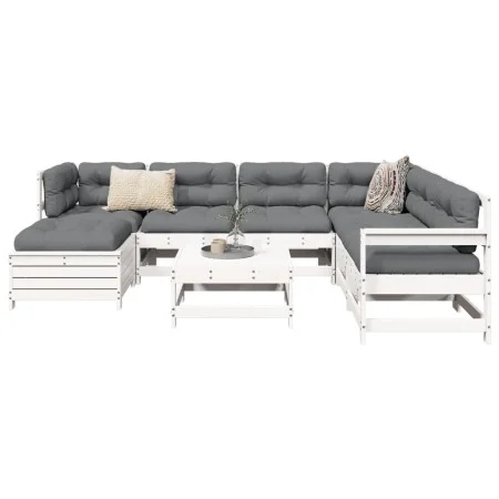 Gartensofa-Set 8-teilig aus massivem weißem Kiefernholz von vidaXL, Gartensets - Ref: Foro24-3250597, Preis: 502,67 €, Rabatt: %