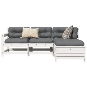 Gartensofa-Set 4-teilig aus massivem weißem Kiefernholz von vidaXL, Gartensets - Ref: Foro24-3250777, Preis: 276,85 €, Rabatt: %