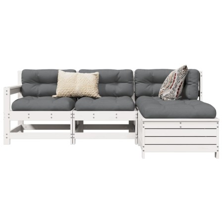Gartensofa-Set 4-teilig aus massivem weißem Kiefernholz von vidaXL, Gartensets - Ref: Foro24-3250777, Preis: 280,53 €, Rabatt: %