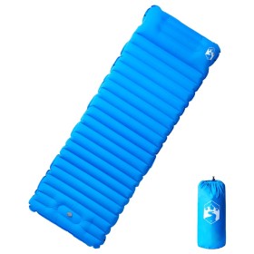Colchón de camping autoinflable con almohada 1 persona azul