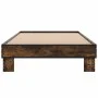 Engineered wood bed frame metal smoke oak 75x190 cm by vidaXL, Beds and slatted bases - Ref: Foro24-845879, Price: 62,70 €, D...