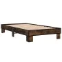Engineered wood bed frame metal smoke oak 75x190 cm by vidaXL, Beds and slatted bases - Ref: Foro24-845879, Price: 62,70 €, D...