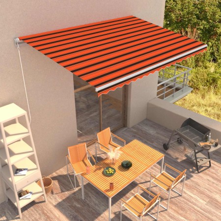 Orange and brown retractable manual awning 450x300 cm by vidaXL, Awnings - Ref: Foro24-3051219, Price: 374,18 €, Discount: %