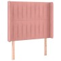 Cabecero con orejas de terciopelo rosa 83x16x118/128 cm