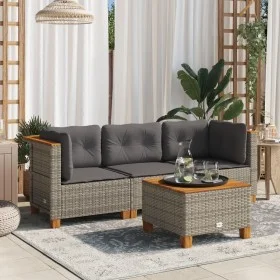 3-seater garden sofa with gray synthetic rattan cushions by vidaXL, Outdoor sofas - Ref: Foro24-365918, Price: 243,21 €, Disc...