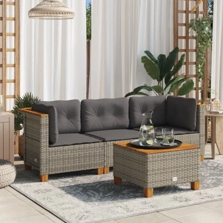 3-Sitzer-Gartensofa mit grauen synthetischen Rattankissen von vidaXL, Outdoor-Sofas - Ref: Foro24-365918, Preis: 243,21 €, Ra...