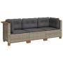 3-seater garden sofa with gray synthetic rattan cushions by vidaXL, Outdoor sofas - Ref: Foro24-365918, Price: 229,71 €, Disc...
