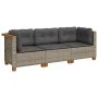 3-Sitzer-Gartensofa mit grauen synthetischen Rattankissen von vidaXL, Outdoor-Sofas - Ref: Foro24-365918, Preis: 243,21 €, Ra...