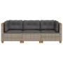 3-Sitzer-Gartensofa mit grauen synthetischen Rattankissen von vidaXL, Outdoor-Sofas - Ref: Foro24-365918, Preis: 243,21 €, Ra...