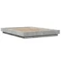 Bed frame with LED lights concrete gray wood 140x190 cm by vidaXL, Beds and slatted bases - Ref: Foro24-3281129, Price: 173,6...