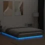 Bed frame with LED lights concrete gray wood 140x190 cm by vidaXL, Beds and slatted bases - Ref: Foro24-3281129, Price: 173,6...
