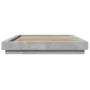 Bed frame with LED lights concrete gray wood 140x190 cm by vidaXL, Beds and slatted bases - Ref: Foro24-3281129, Price: 173,6...