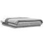 Bed frame with LED lights concrete gray wood 135x190 cm by vidaXL, Beds and slatted bases - Ref: Foro24-3281136, Price: 174,9...
