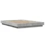 Bed frame with LED lights concrete gray wood 135x190 cm by vidaXL, Beds and slatted bases - Ref: Foro24-3281136, Price: 174,9...