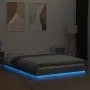 Bed frame with LED lights concrete gray wood 135x190 cm by vidaXL, Beds and slatted bases - Ref: Foro24-3281136, Price: 174,9...