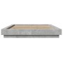 Estructura cama con luces LED madera gris hormigón 135x190 cm de vidaXL, Camas y somieres - Ref: Foro24-3281136, Precio: 177,...