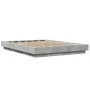 Bed frame with LED lights concrete gray wood 135x190 cm by vidaXL, Beds and slatted bases - Ref: Foro24-3281136, Price: 174,9...