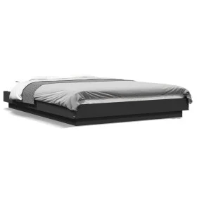 Black engineered wood bed frame 140x190 cm by vidaXL, Beds and slatted bases - Ref: Foro24-3281218, Price: 159,18 €, Discount: %