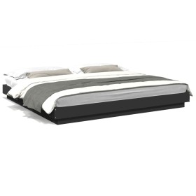 Black engineered wood bed frame 200x200 cm by vidaXL, Beds and slatted bases - Ref: Foro24-3281162, Price: 187,11 €, Discount: %