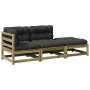 3-piece garden sofa set with impregnated pine wood cushions by vidaXL, Garden sets - Ref: Foro24-3295834, Price: 283,18 €, Di...