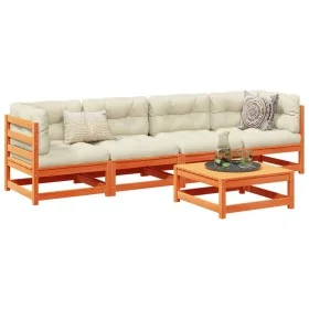 Gartensofa-Set 5-teilig, massives Kiefernholz, wachsbraun von vidaXL, Gartensets - Ref: Foro24-3299280, Preis: 309,81 €, Raba...