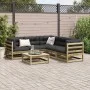 6-piece garden sofa set with impregnated pine wood cushions by vidaXL, Garden sets - Ref: Foro24-3299448, Price: 551,32 €, Di...