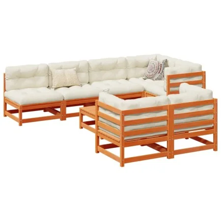 8-piece garden sofa set with wax-brown pine wood cushions by vidaXL, Garden sets - Ref: Foro24-3299347, Price: 904,21 €, Disc...