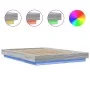 Sonoma gray wood bed frame with LED lights 140x200 cm by vidaXL, Beds and slatted bases - Ref: Foro24-3281103, Price: 185,13 ...